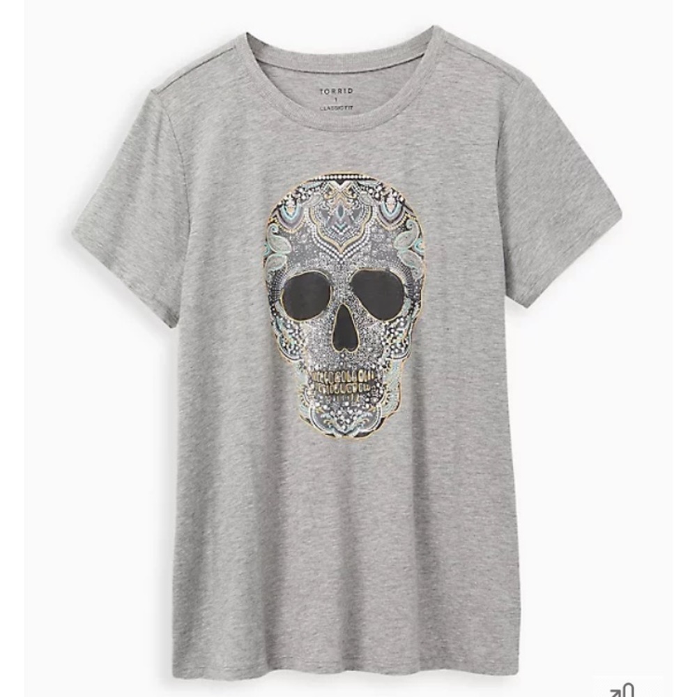 ⭐️SOLD⭐️🆕🤍💀TORRID Medallion Skull Vintage Tee- NWT💀🤍 - Picture 1 of 7